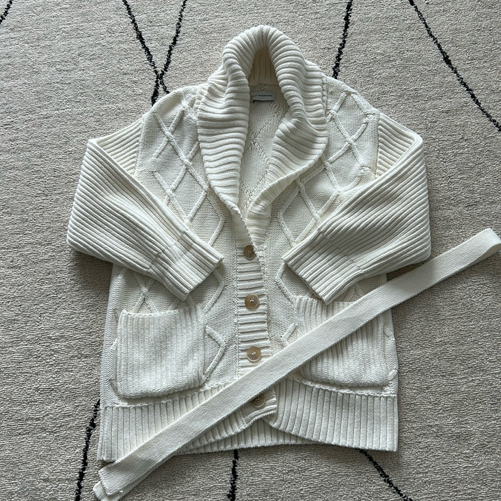 NWT Molly Moorkamp Cable Shawl Cardigan Cotton